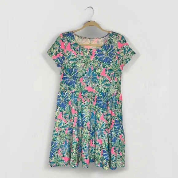 New Lilly Pulitzer Geanna Short Sleeve Dress Soleil Pink Good Hare Day Size S - Picture 1 of 3